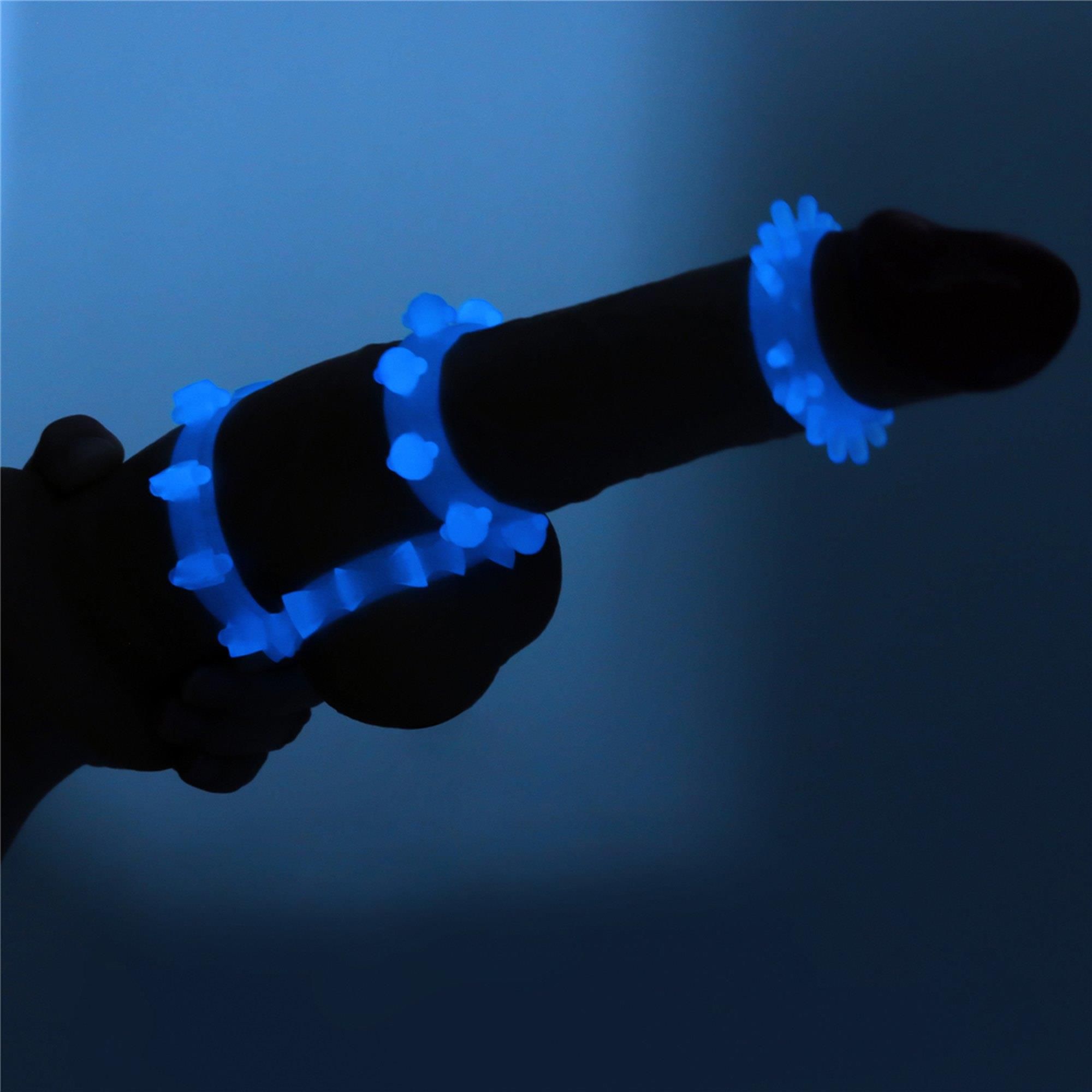 Набор эрекционных колец Lumino Play Penis Ring, 4 шт (голубой)