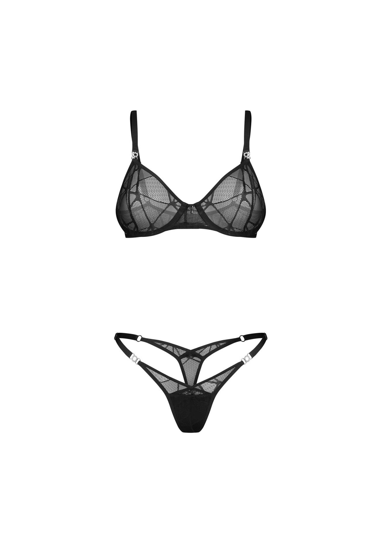 Комплект белья Obsessive Olianna, S/M (черный)