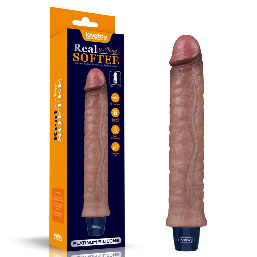 Realistyczny wibrator LoveToy Real Softee, 24,5 cm (brązowy)
