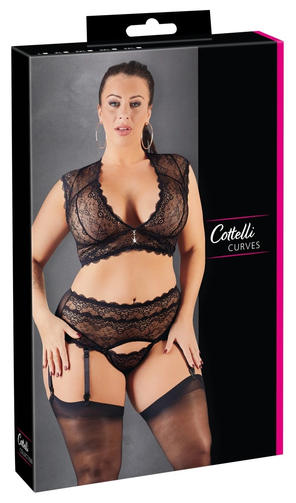 Комплект белья Cottelli Curves Lace Set, L (черный)
