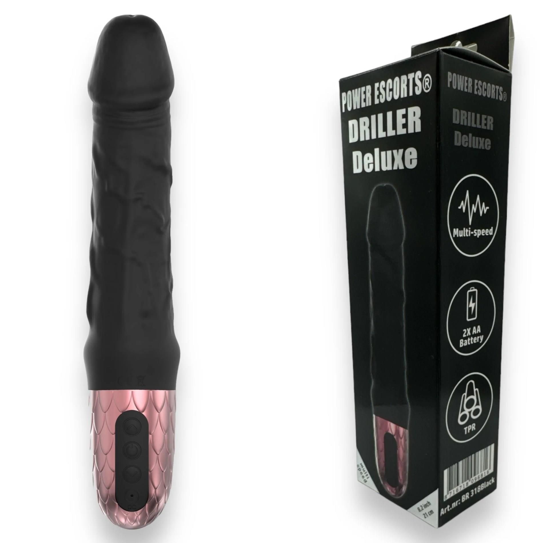 Вибратор Power Escorts Driller De Luxe, 21 см (черный)