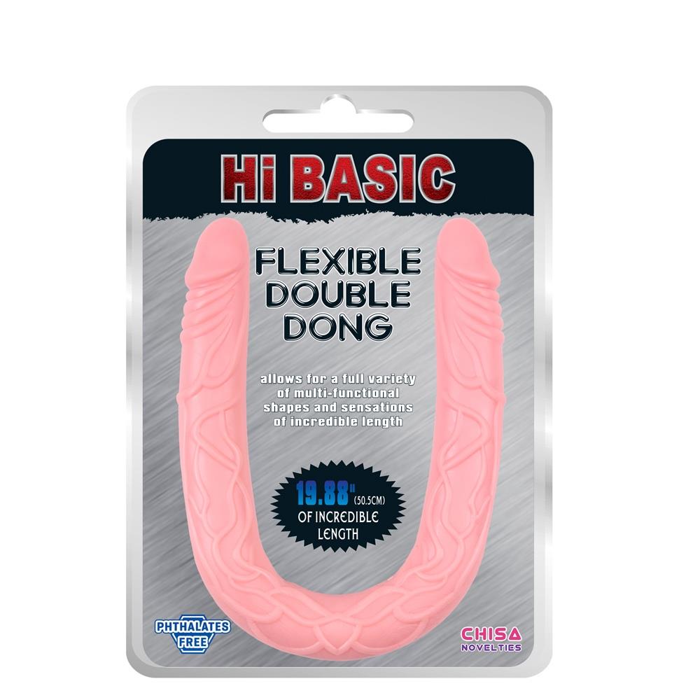 Двухсторонний фаллоимитатор Hi Basic Flexible Double Dong, 50.5 см (розовый)