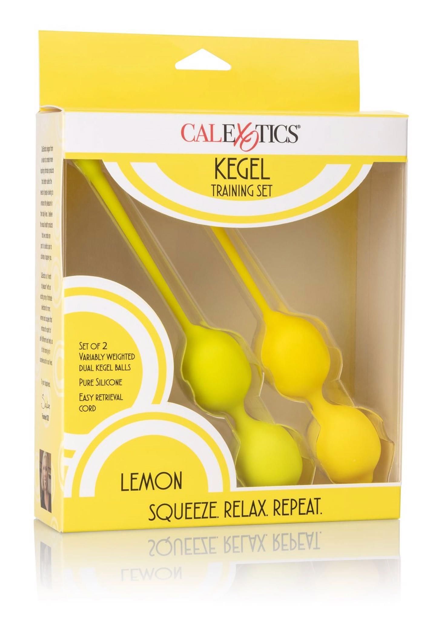 Вагинальные шарики CalExotics Kegel Training Set Lemon, 19 см (желтый)