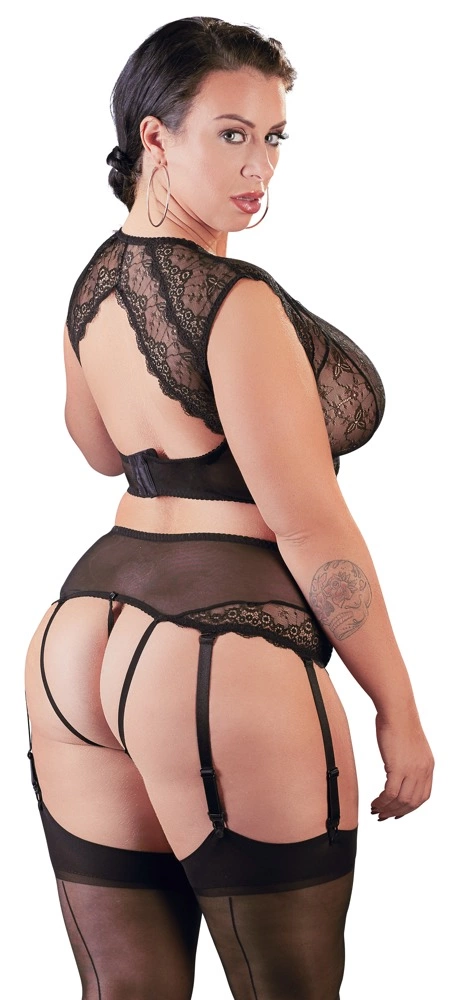 Комплект белья Cottelli Curves Lace Set, L (черный)