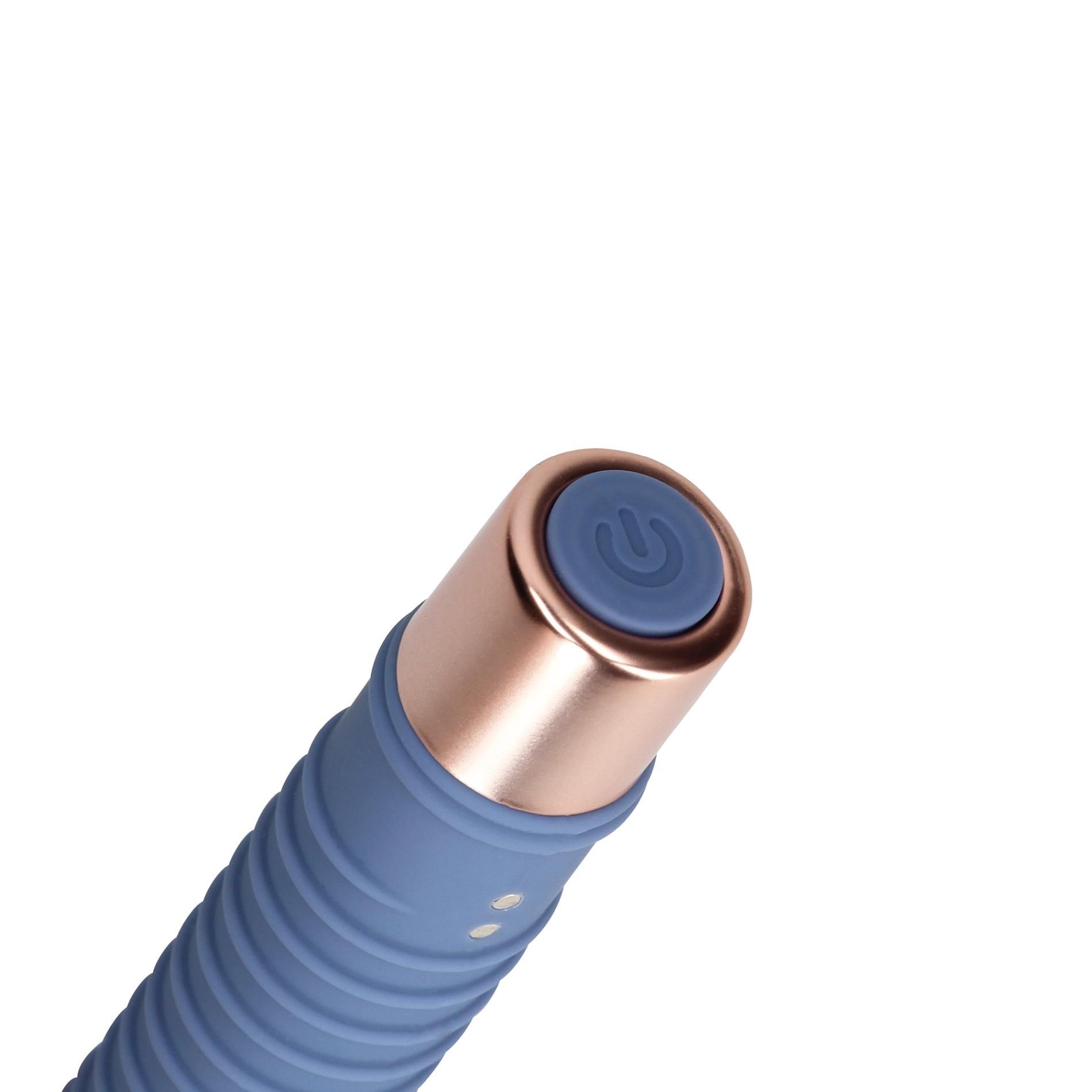 Вибратор Loveline Ribbed Mini, 14.1 см (синий)