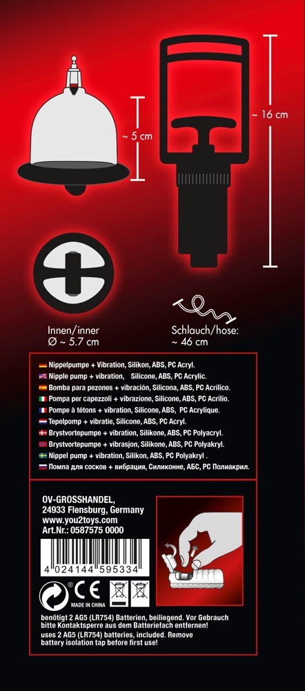 Вакуумная помпа Bad Kitty Vibrating Nipple Cup, 46 см (прозрачный)