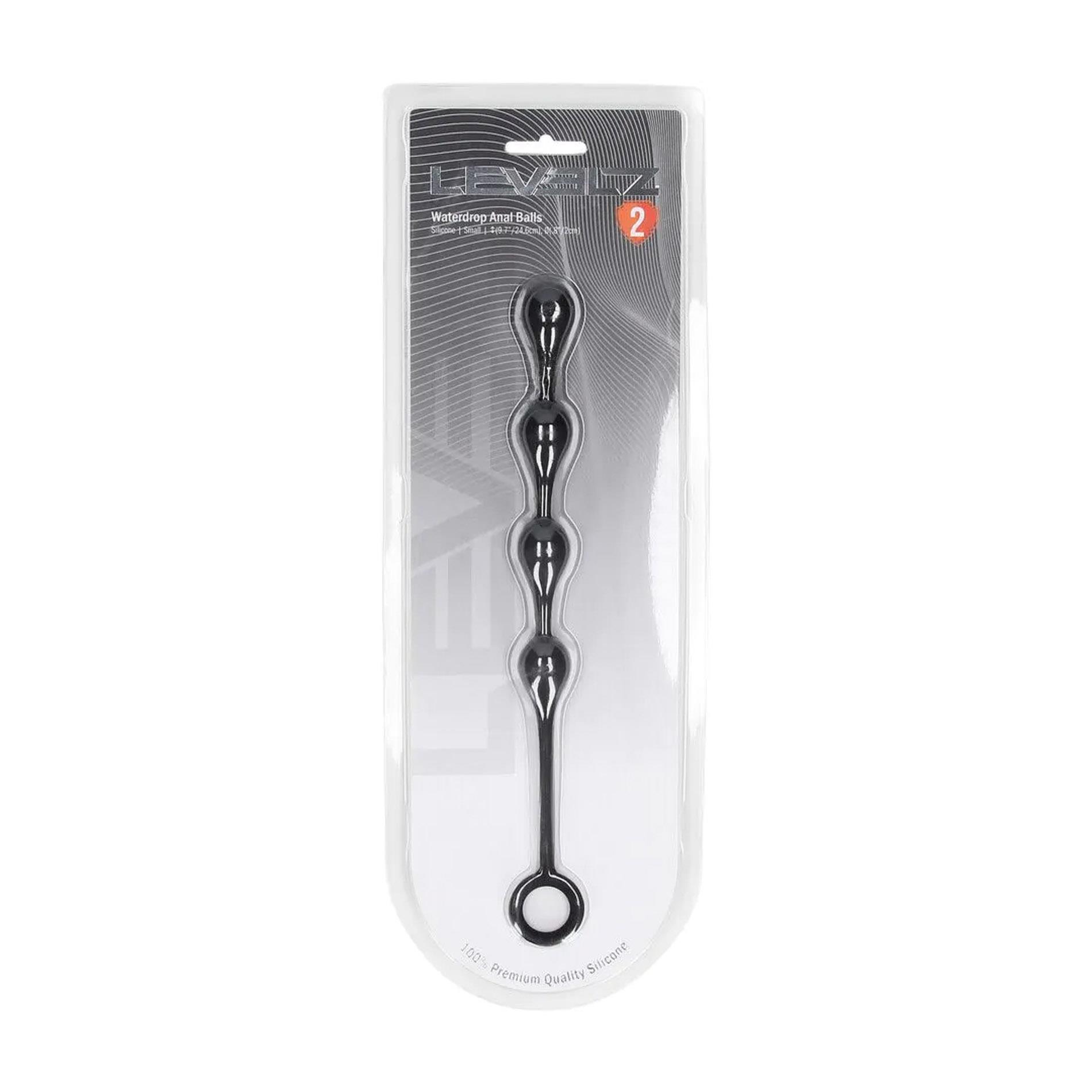 Анальные шарики Levelz by Shots Waterdrop Silicone Anal Balls S, 24.6 см (черный)
