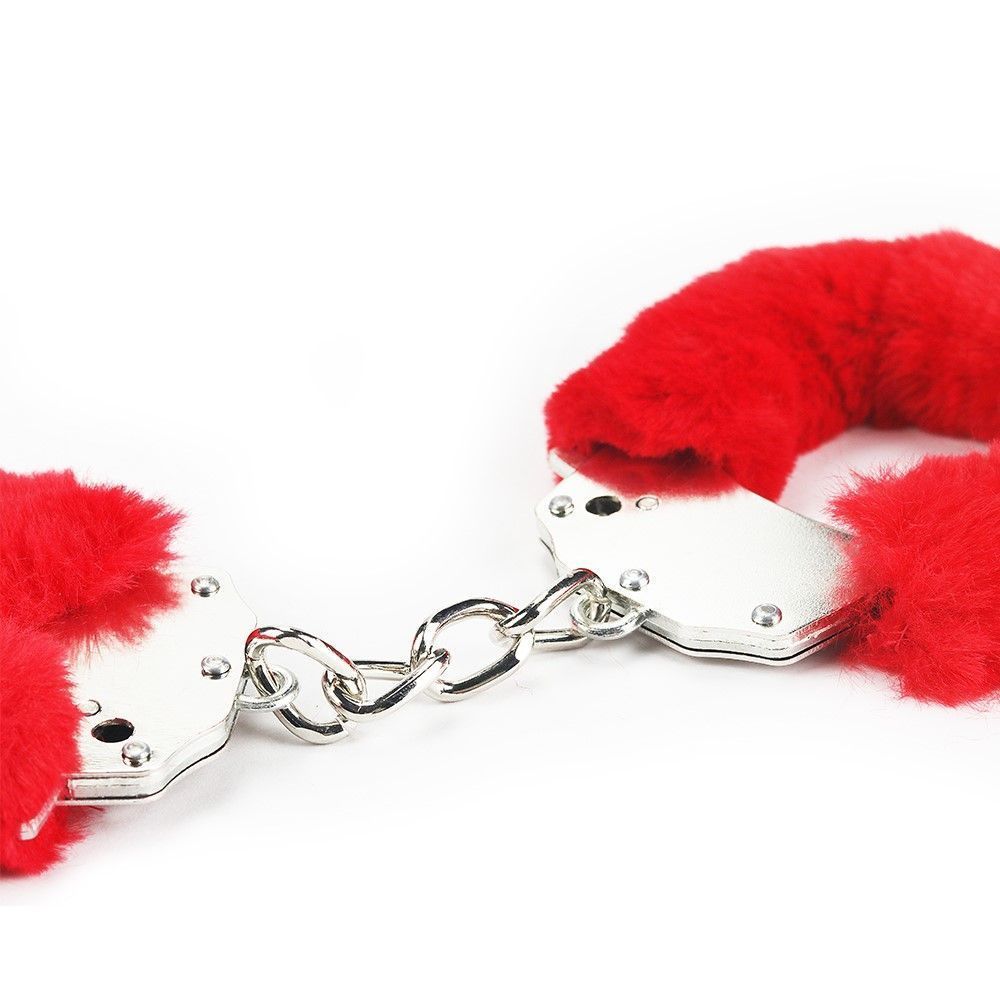 Lovetoy Fluffy Handcuffs - Kajdanki, Czerwony