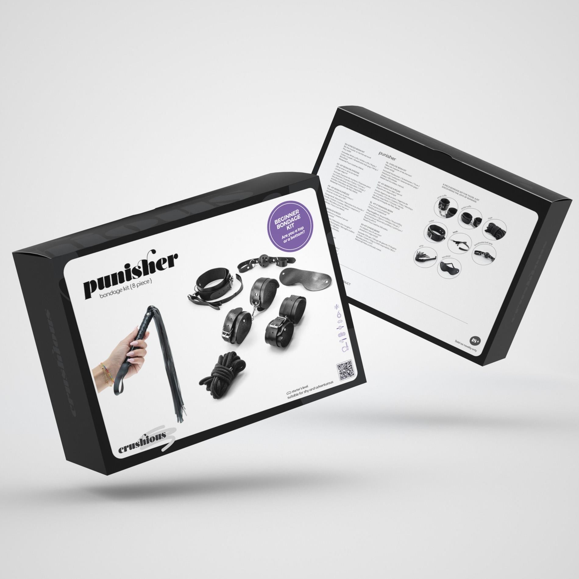 Бондажный набор Crushious Punisher, 8 шт (черный)
