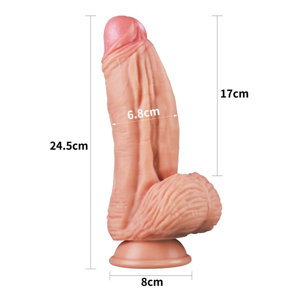 Реалистичный фаллоимитатор LoveToy Dual Layered, 24,5 см (телесный)