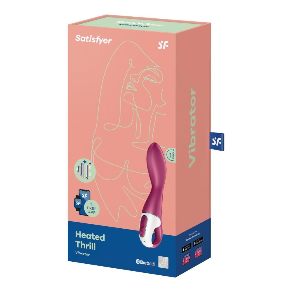 Вібратор Satisfyer Heated Thrill Connect App, 20.6 см (бордовий)