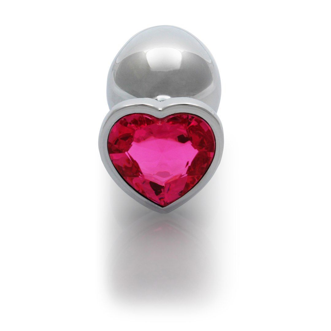 Korek analny Ouch! Heart Gem Butt Plug Medium, 8 cm (srebrny)