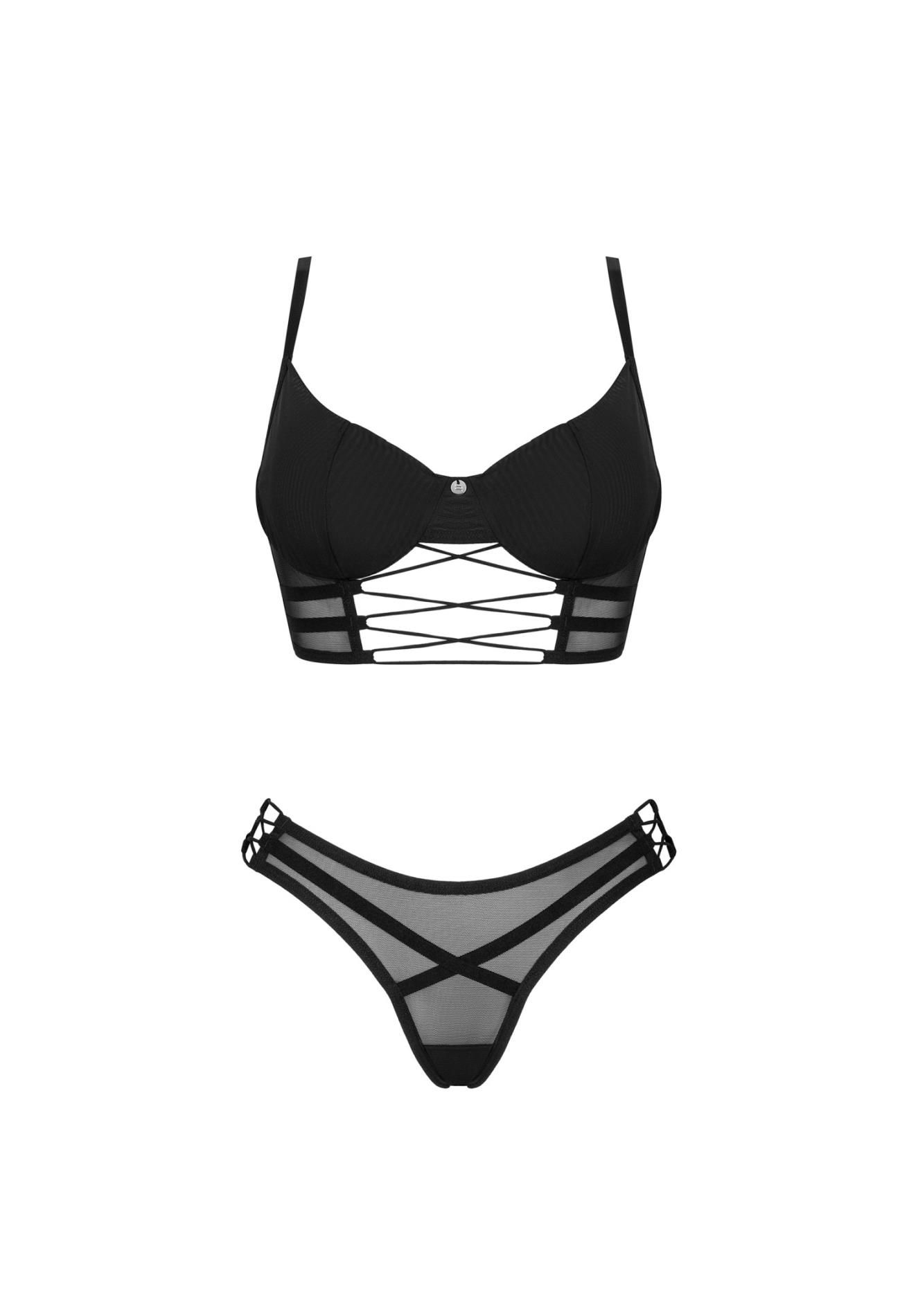 Комплект белья Obsessive Roxelia, XL/2XL (черный)
