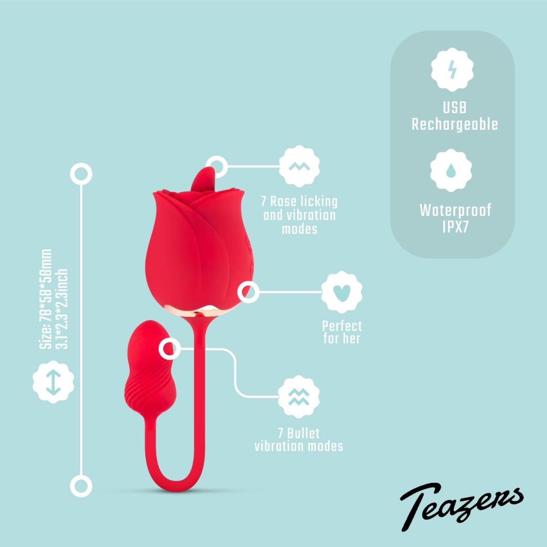 Вибратор Teazers Rose, 32 см (красный)