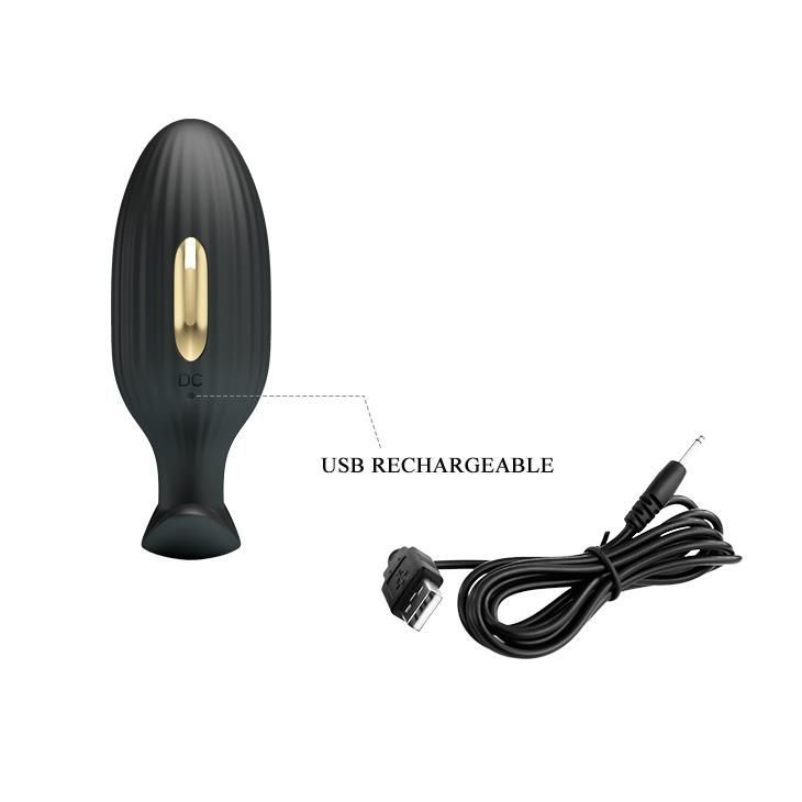 Анальна пробка Pretty Love Jefferson Electric Shock Stimulator, 9.2 см (чорний)
