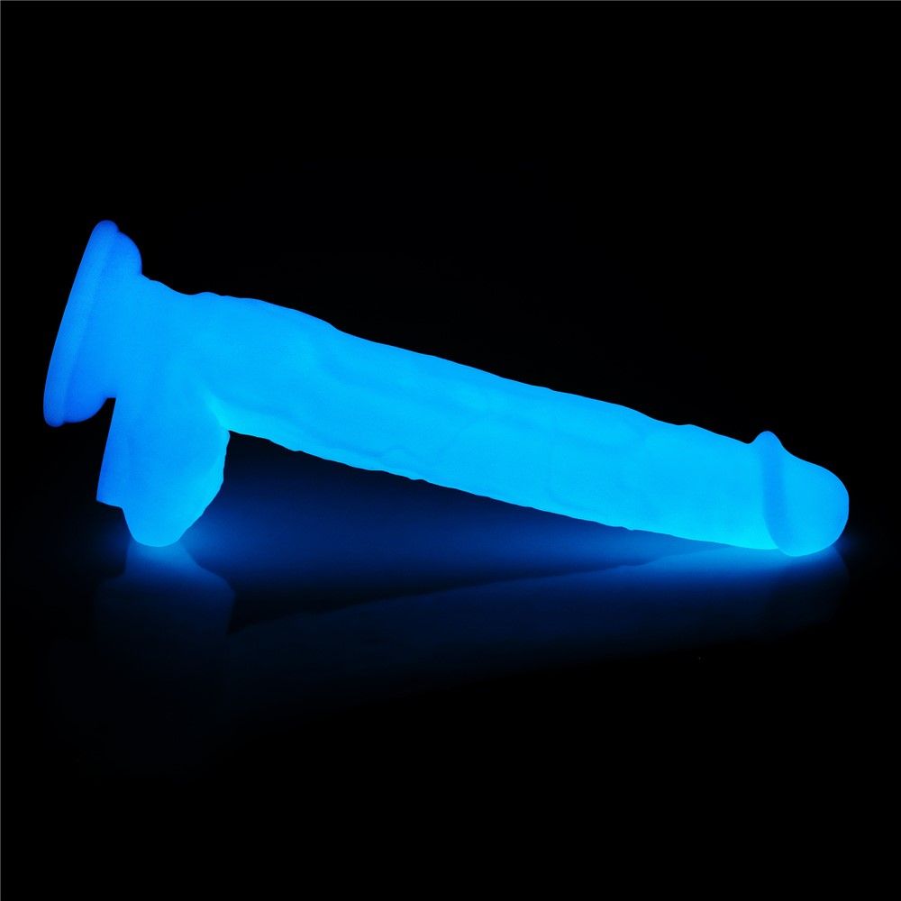 Неоновый фаллоимитатор LoveToy Lumino Play, 26,9 см (голубой)