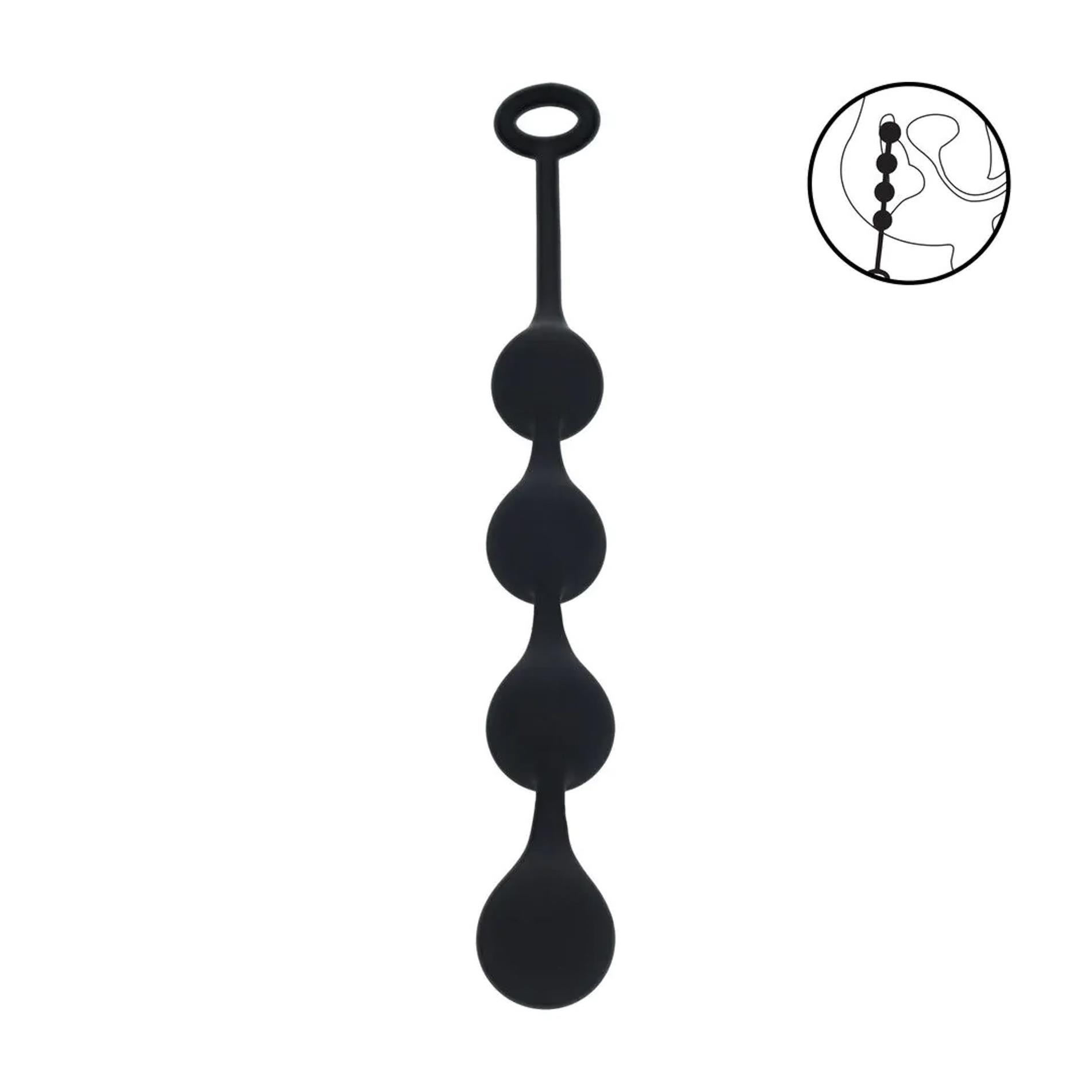 Анальные шарики Levelz by Shots Waterdrop Silicone Anal Balls M, 30 см (черный)