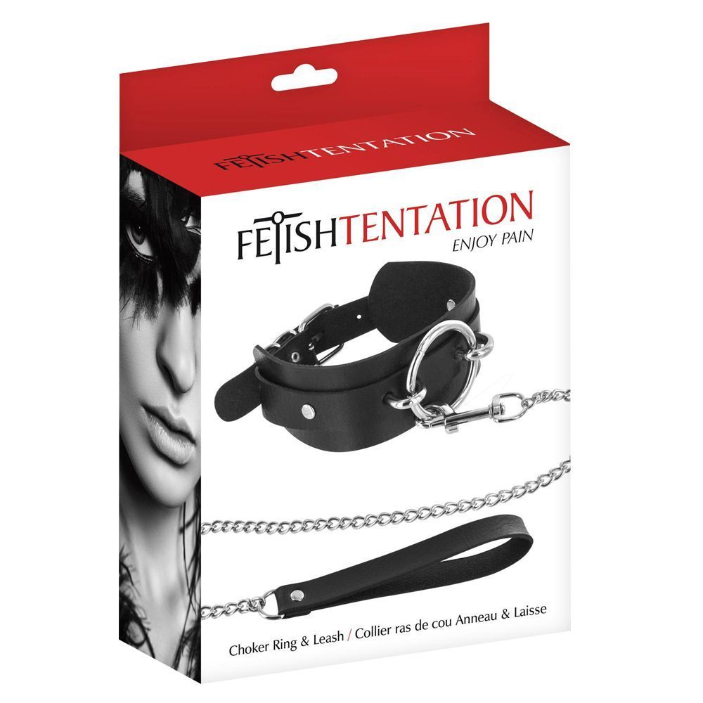 Ошейник с поводком Fetish Tentation Ring and Leash (черный)
