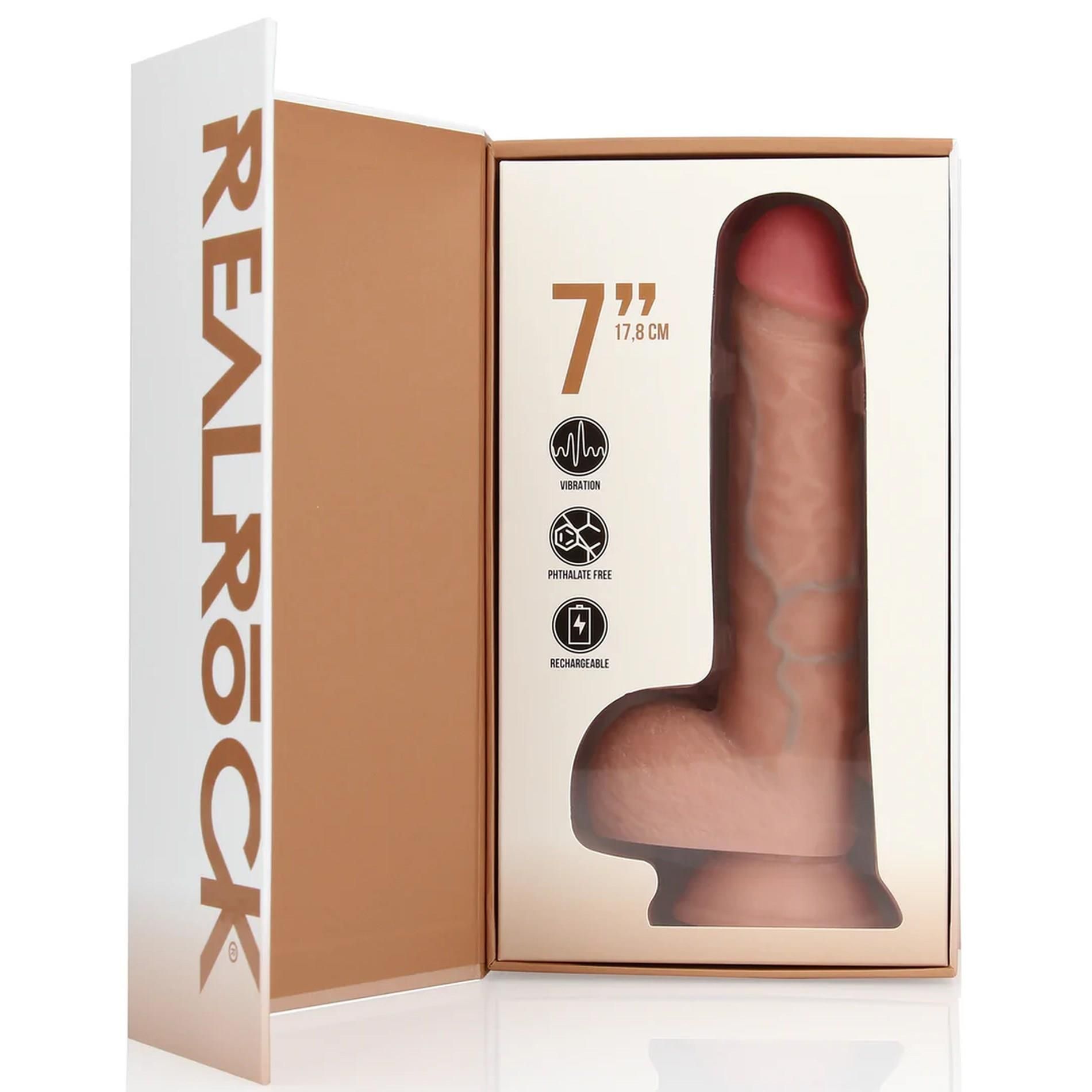 Вибратор RealRock Regular Straight Cock with Balls 7", 18 см (телесный)