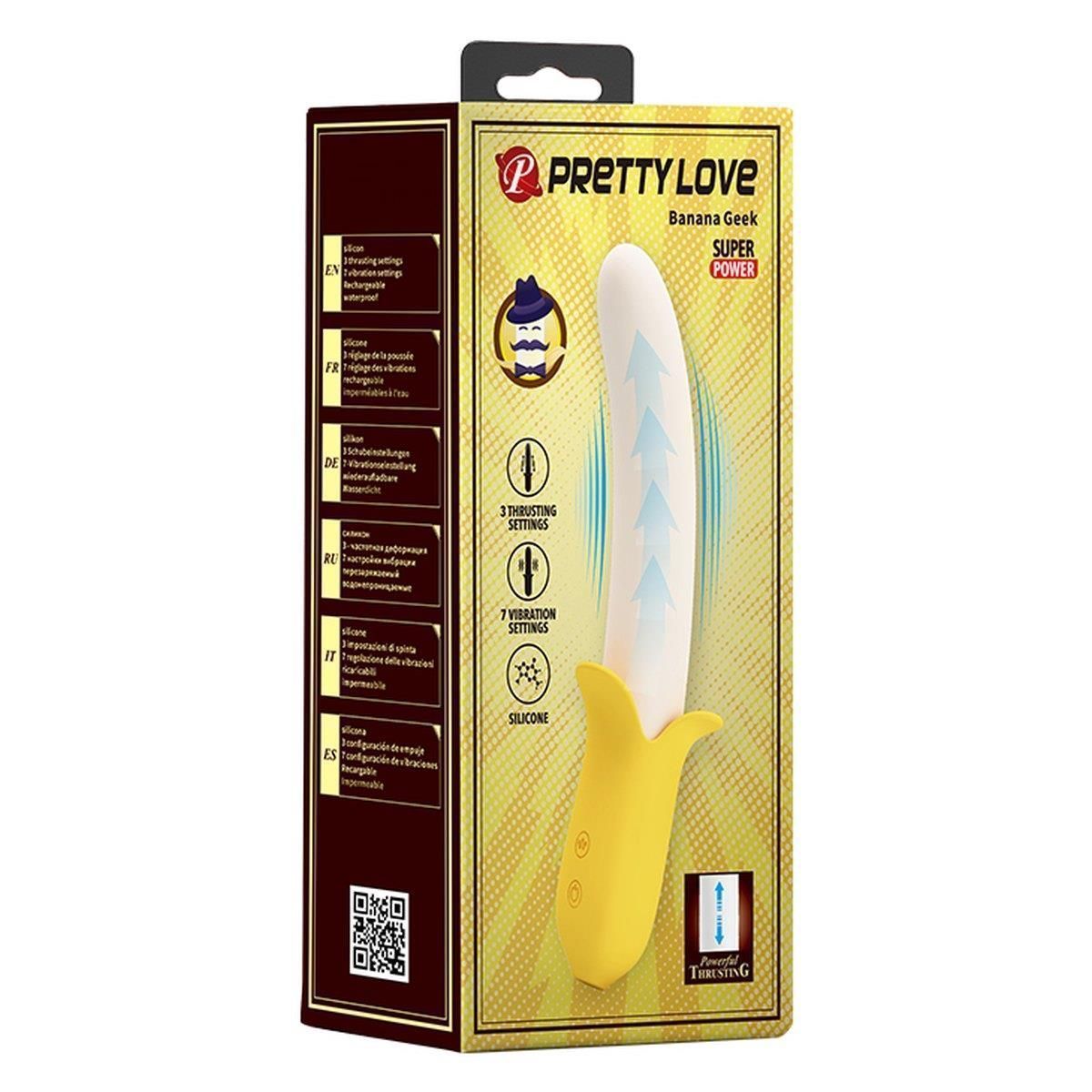 Вібратор Pretty Love Banana Geek, 19,5 см (жовтий)