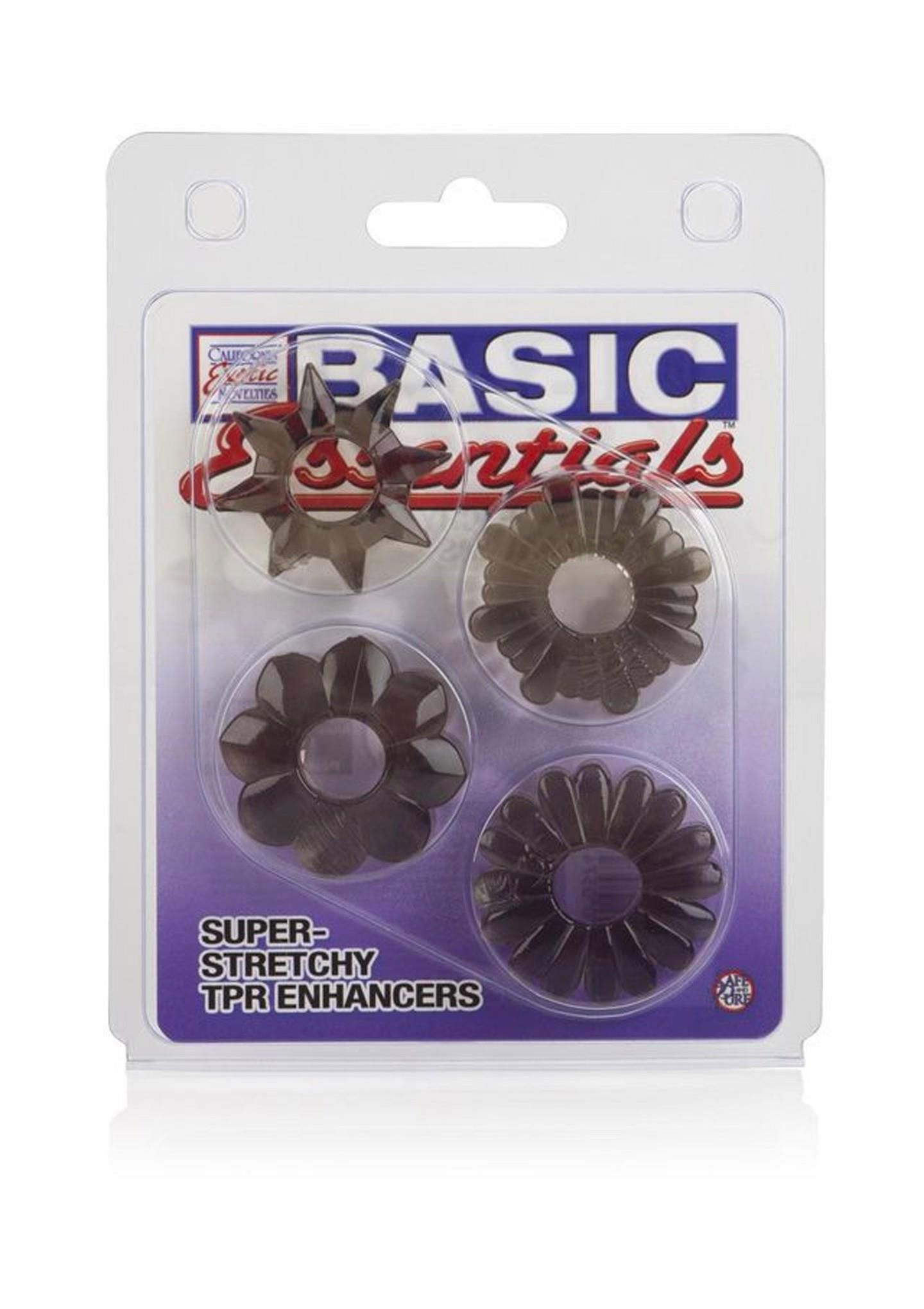 Набор эрекционных колец Basic Essentials, 4 шт (черный)