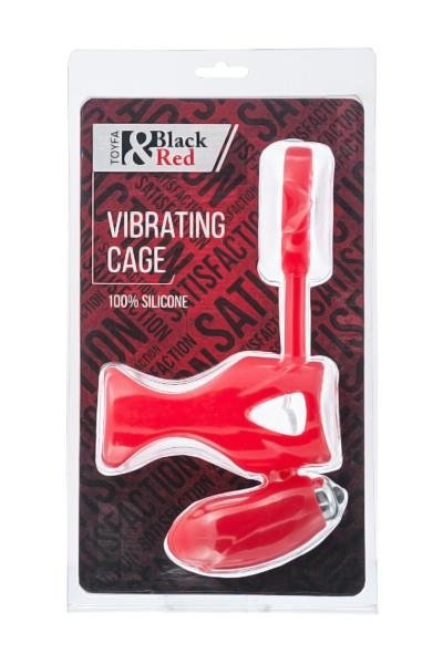 Ерекційне кільце-насадка Toyfa Black & Red з вібрацією, 9 см (червоний)