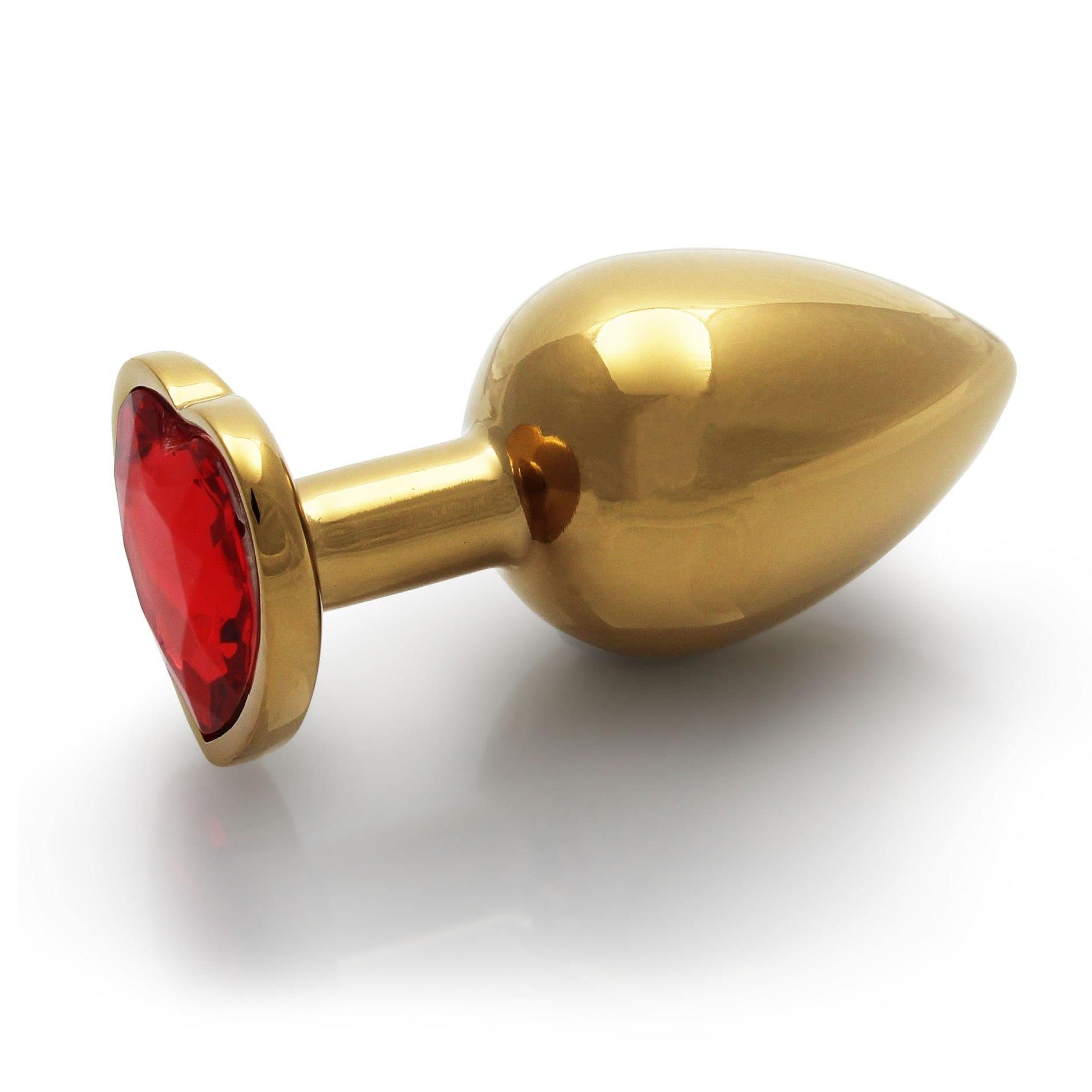 Анальная пробка Ouch! Heart Gem Butt Plug  L, 8.1 см (золотистый)