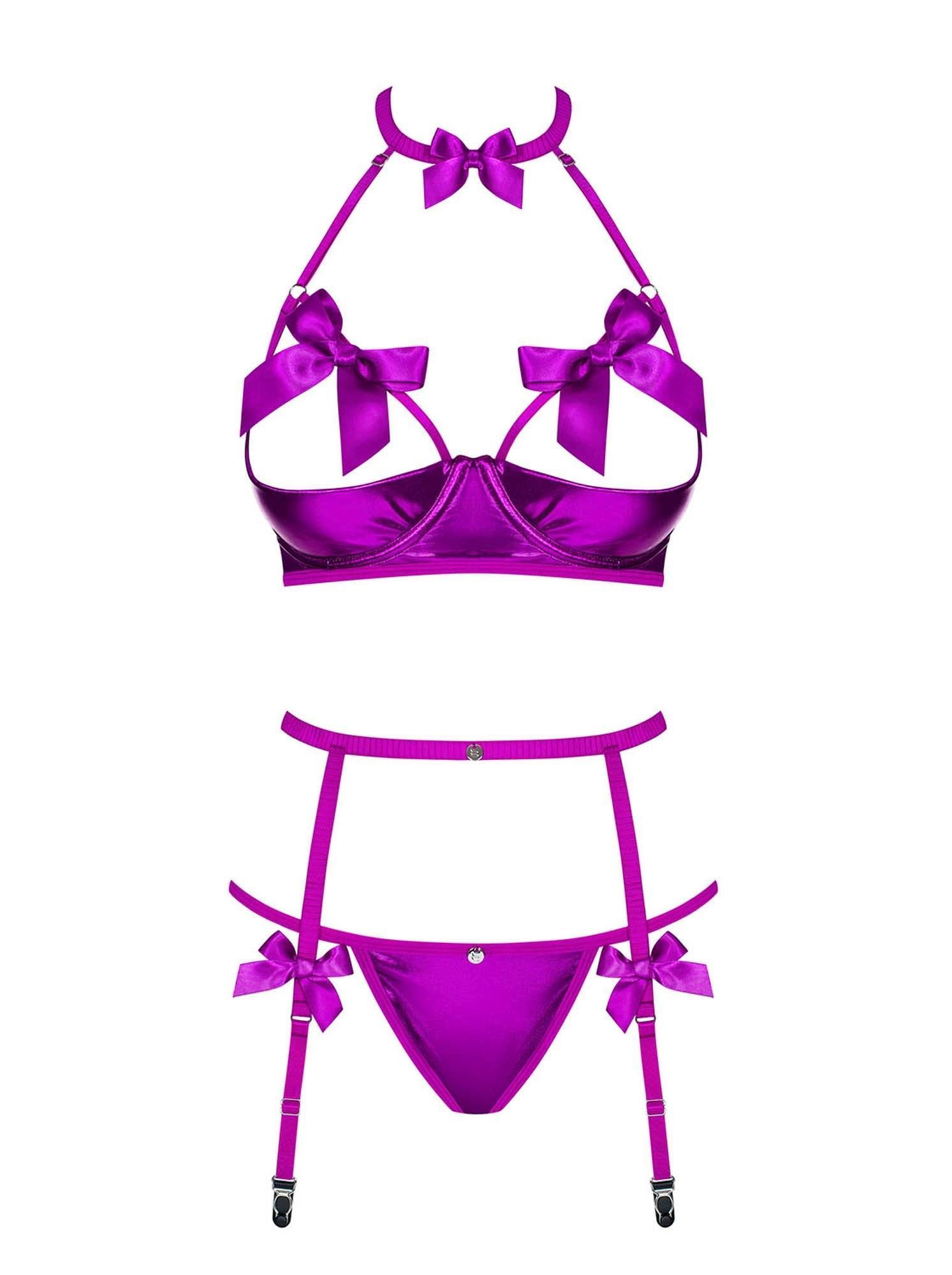 Комплект белья Obsessive Delishya, L/XL (фиолетовый)