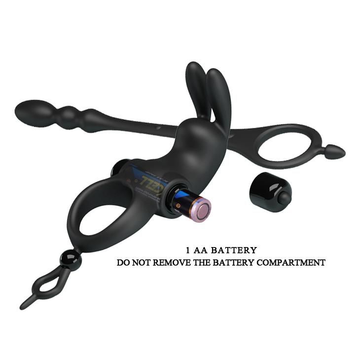 Эрекционное кольцо с анальным стимулятором Pretty Love Sleeve V, 24,5 см (черный)