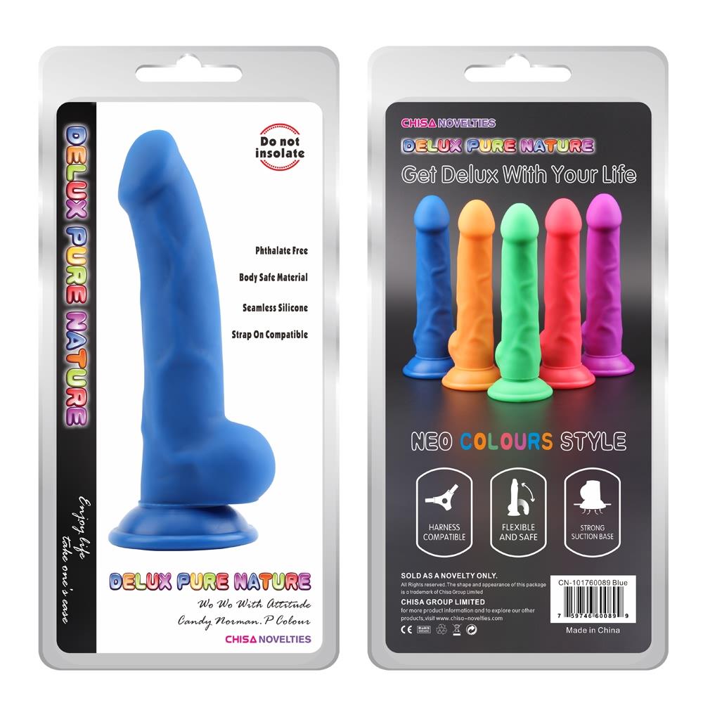 Dildo Deluxe Pure Nature, 21.5 cm (niebieski)