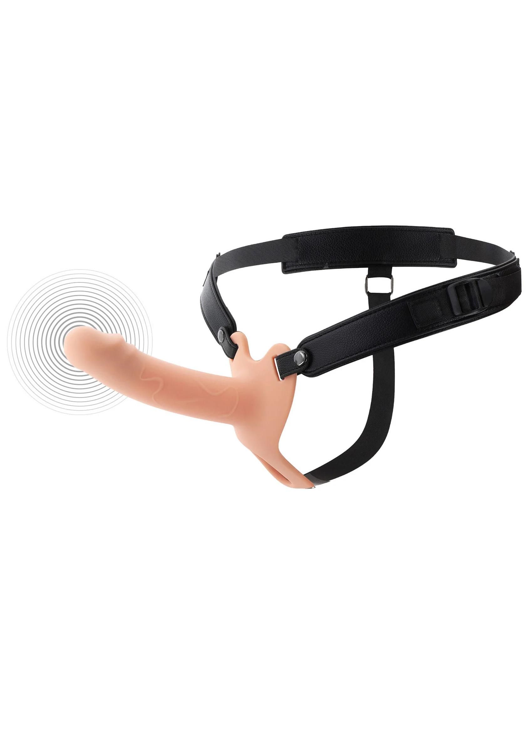 Полый страпон Hidden Desire Hollow Penis Strapon Vibrating Silicone, 16 см (телесный)