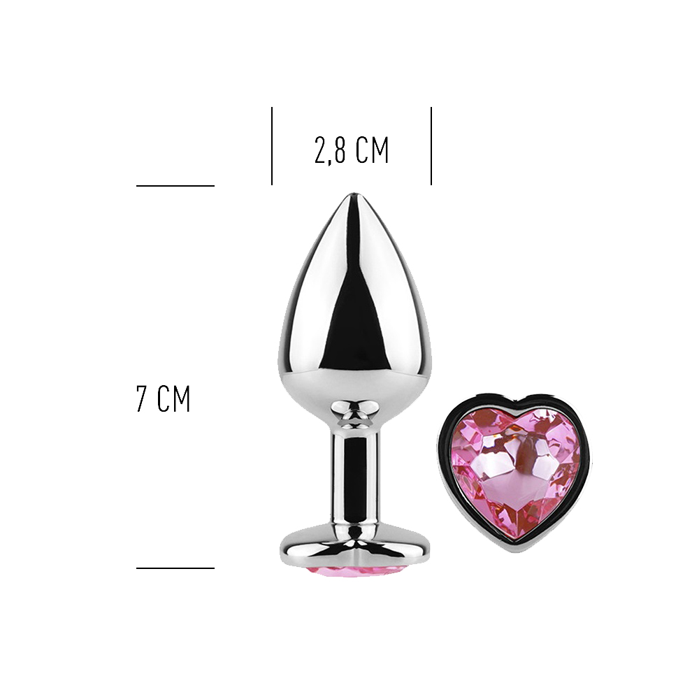 Анальна пробка з кристалом Secret Play Pink Heart, 7 см (рожевий)