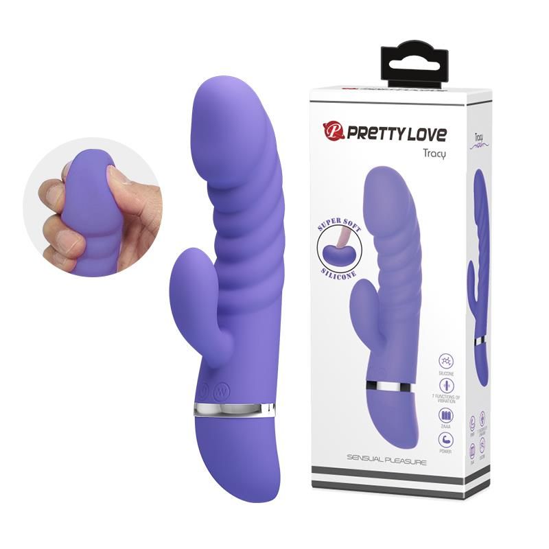 Вибратор-кролик Pretty Love Tracy, 18,8 см (голубой)
