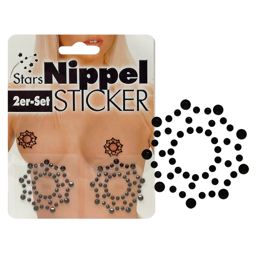 Украшение для сосков Cottelli Collection Nipple Stickers Star, 2 шт (черный)
