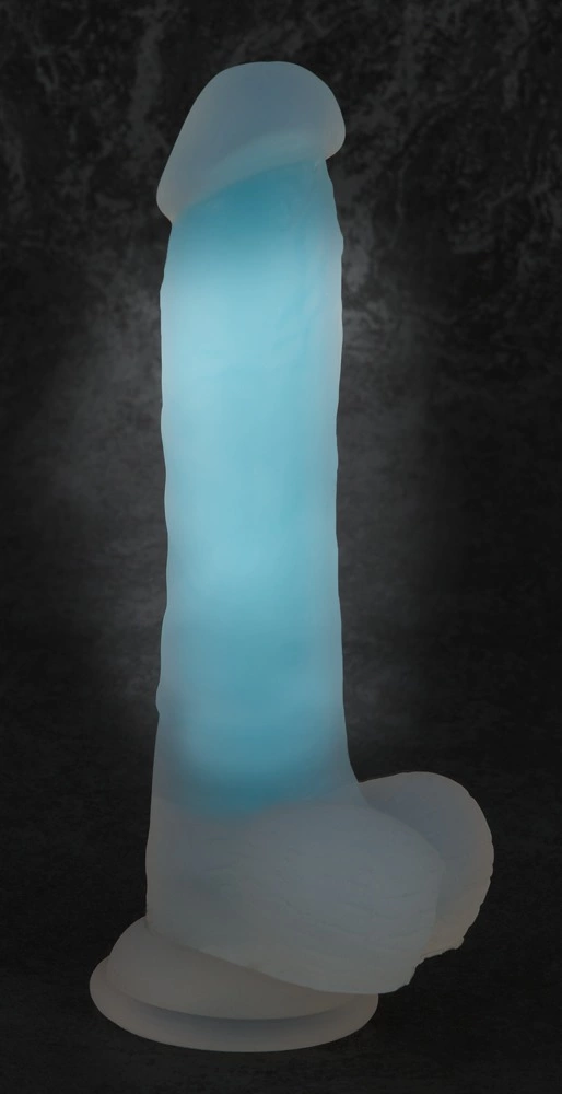 Фаллоимитатор Glow in the Dark Silicone Dildo, 20.5 см (голубой)