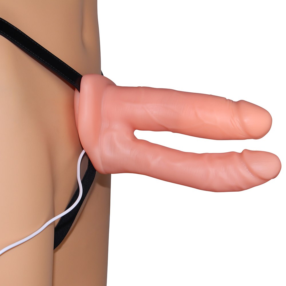 Страпон Unisex Hollow Strap On Vibrating, 13.5 см (тілесний)