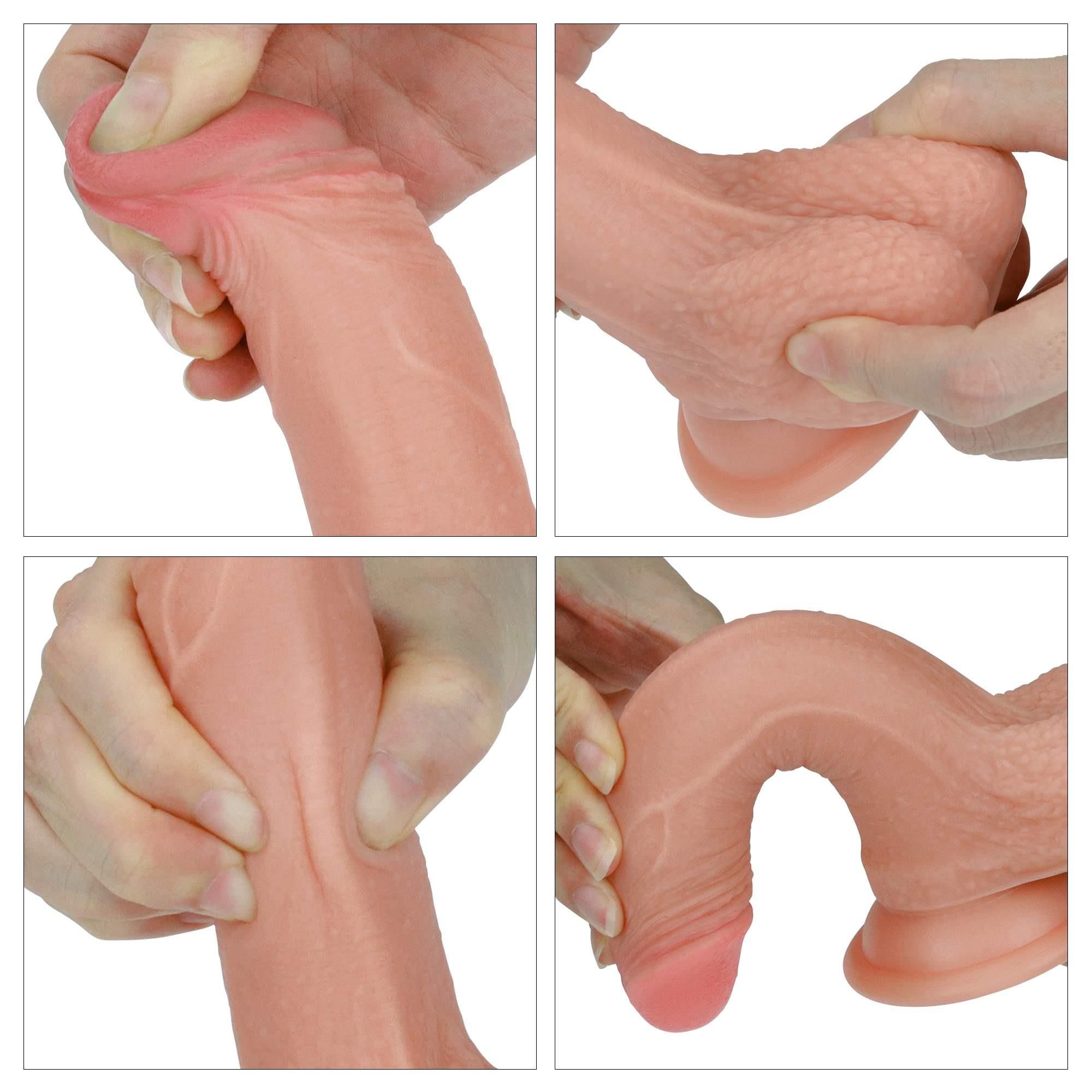 Фаллоимитатор на присоске Dual-Layered Silicone Cock Flesh, 18 см (телесный)