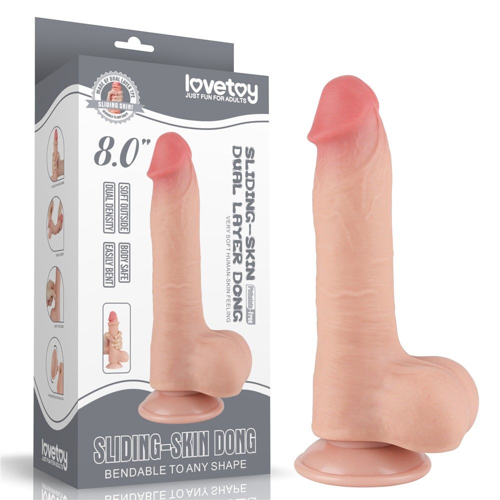 Фаллоимитатор Sliding-Skin Dual Layer Dong 8'', 20 см (телесный)