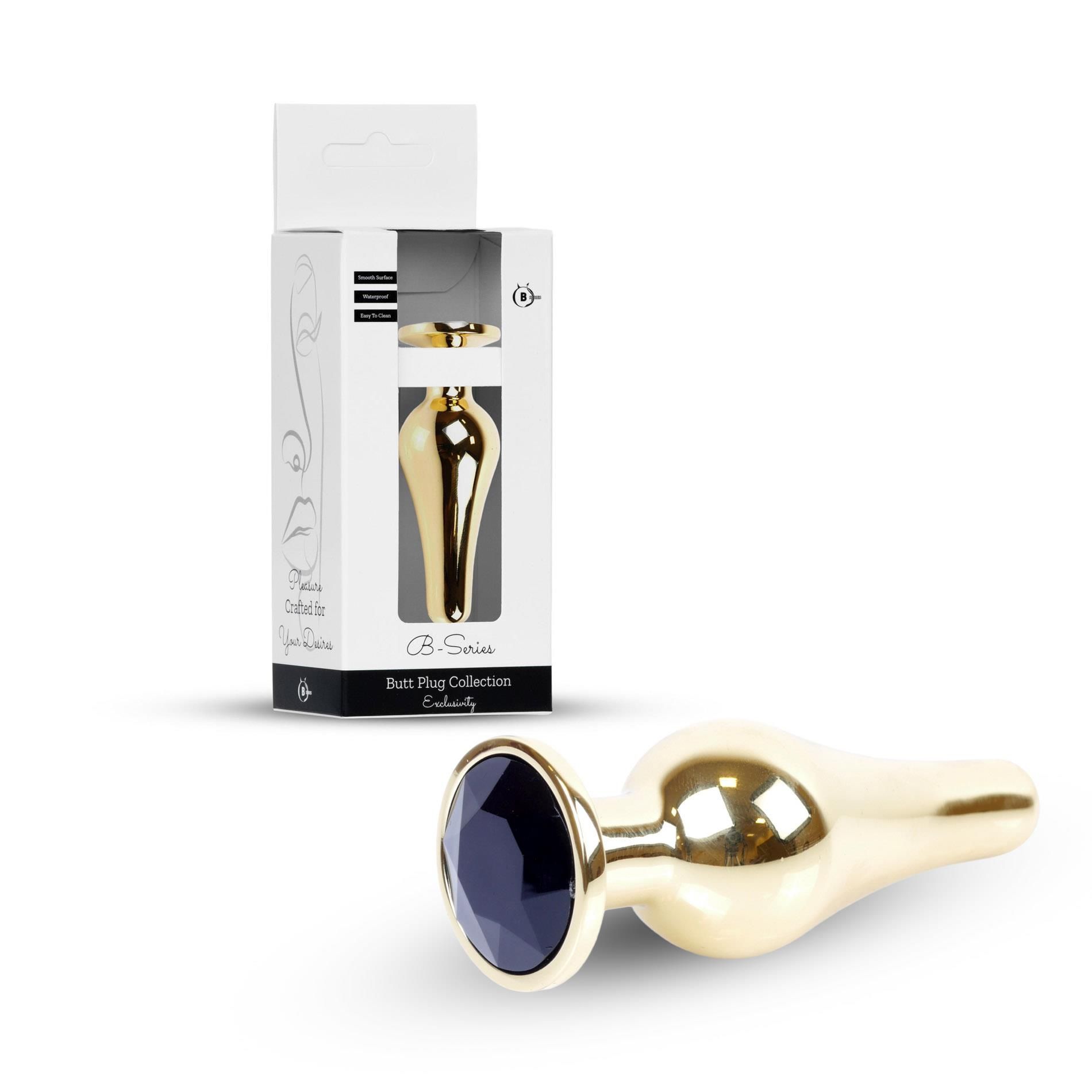 Korek analny B - seria HeavyFun Gold, 9.5 cm (czarny)