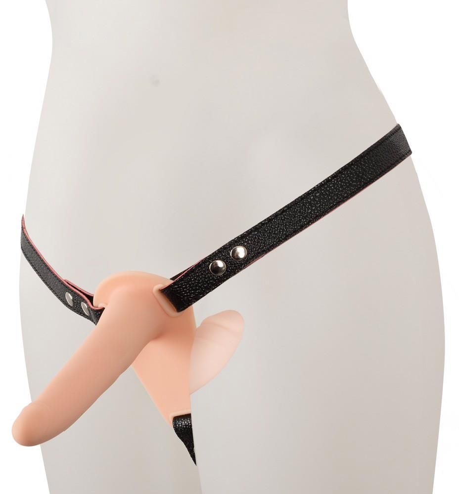 Podwójny strapon Vibrating Double Strap-On, 15,7 cm (cielisty)