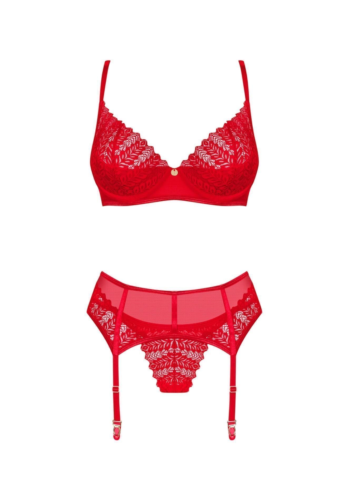 Комплект белья Obsessive Ingridia, M/L (красный)