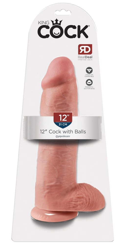 Dildo King Cock With Balls, 31 cm (w kolorze cielistym)