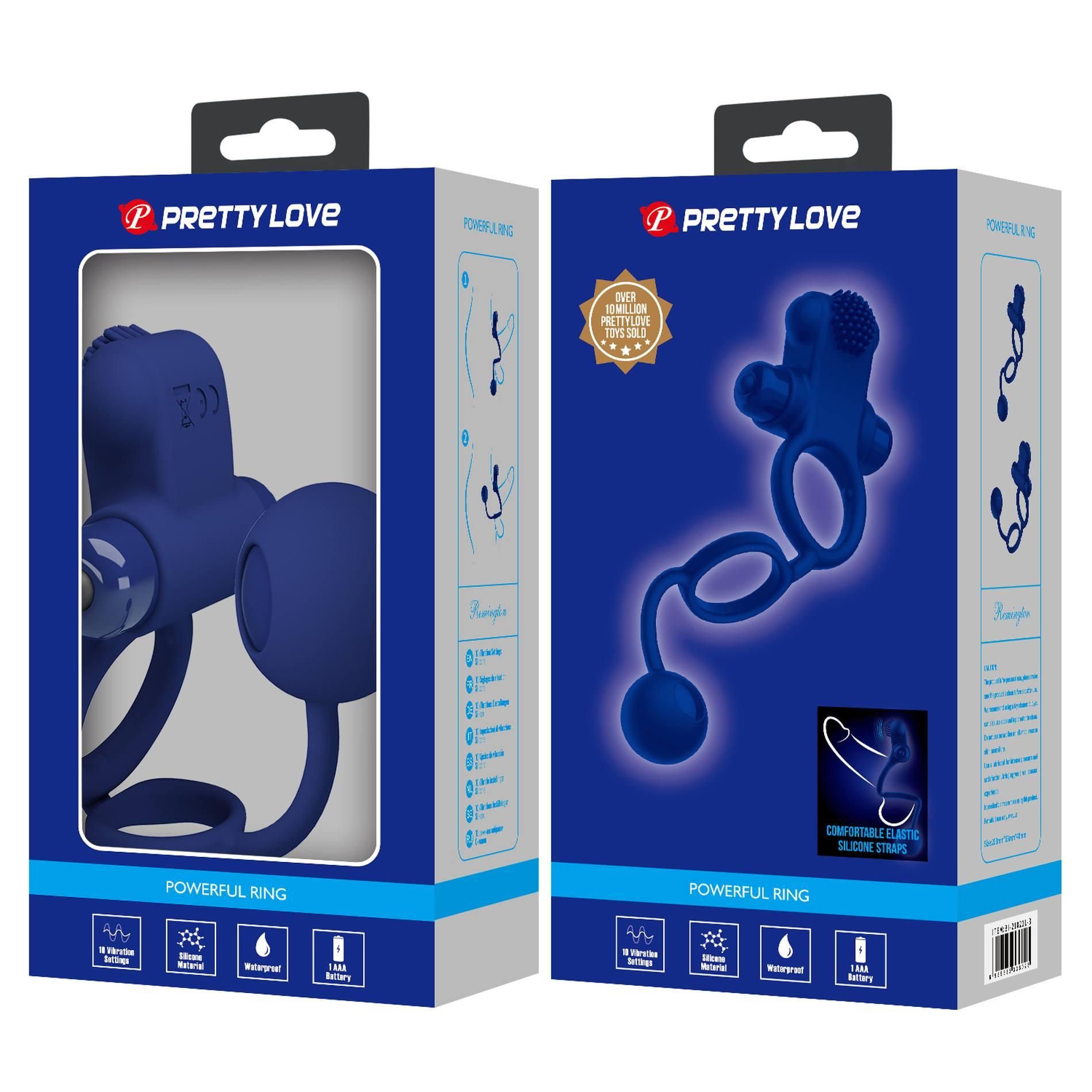 Виброкольцо Pretty Love Vibration Penis Sleeve IV, 20,3 см (синий)