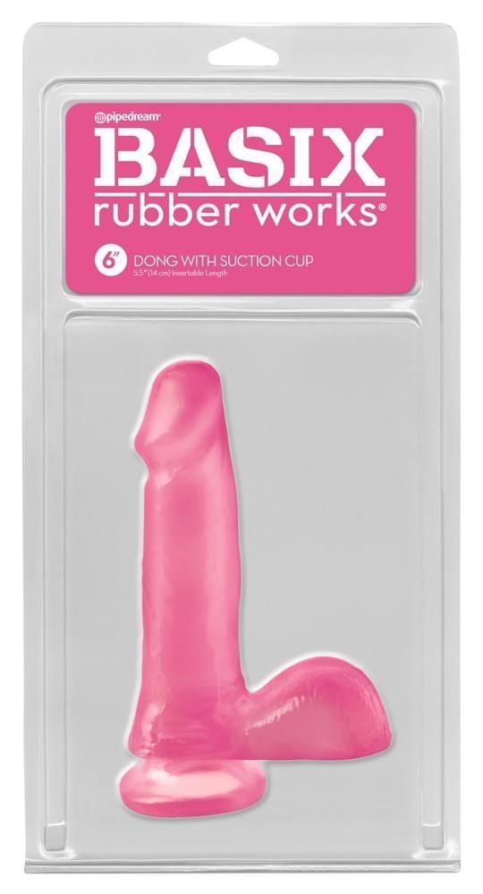 Фаллоимитатор Basix Rubber Works Dong Suction Cup, 15.2 см (розовый)