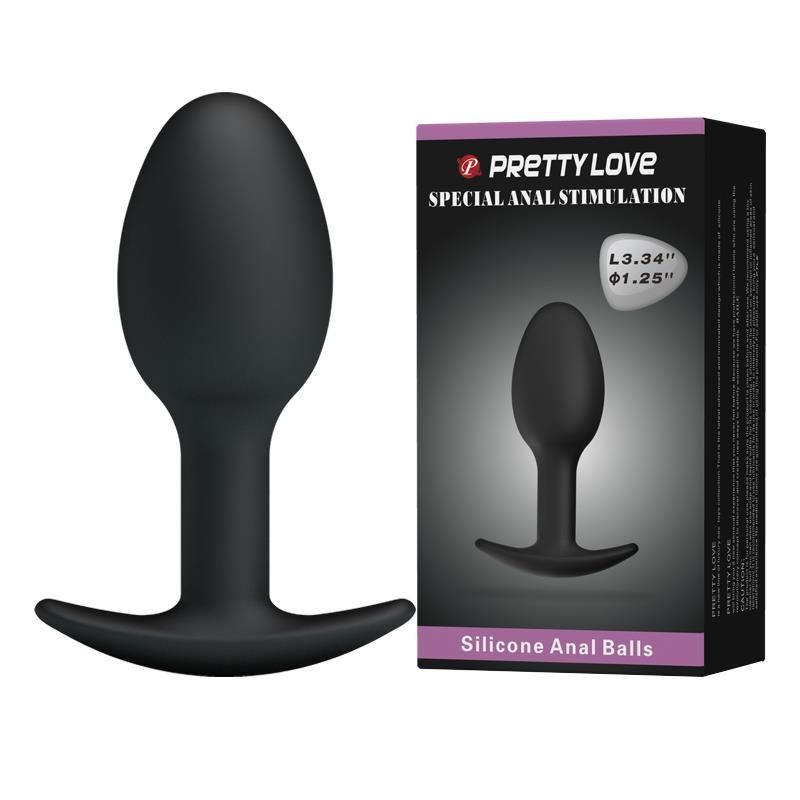 Анальна пробка Pretty Love Silicone Anal Plug, 8.4 см (чорний)