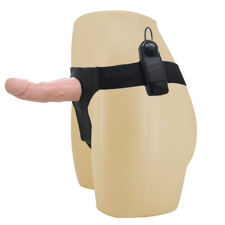 Страпон з вібрацією LyBaile Ultra Passionate Harness, 15 см (тілесний)
