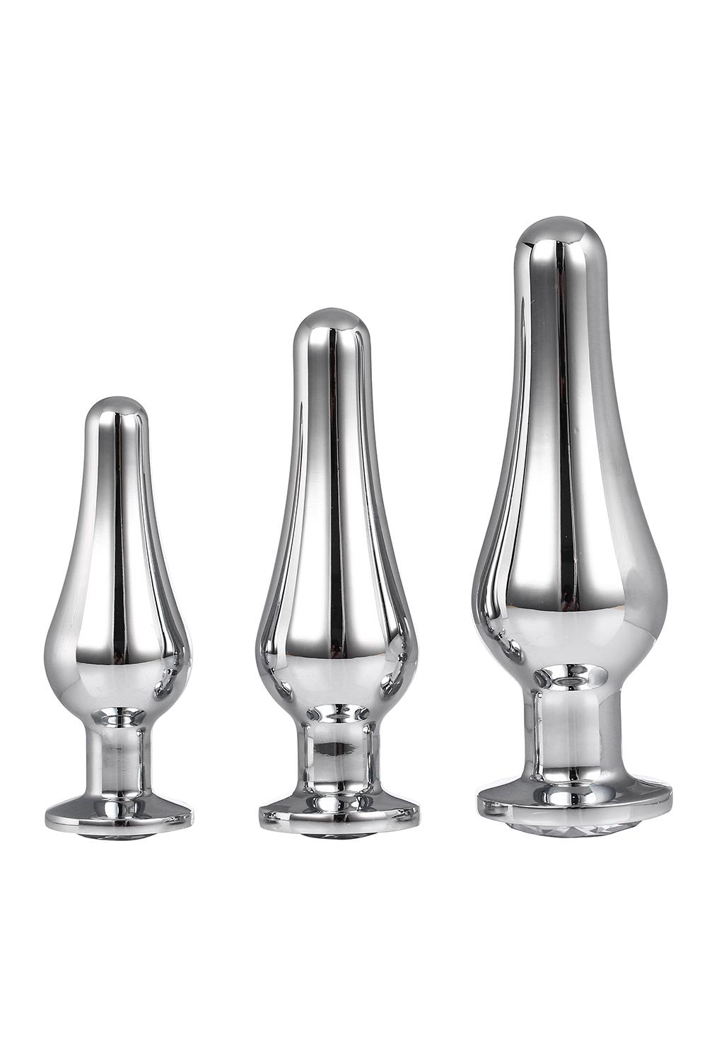 Korek analny Gleaming Love Pleasure Plug Set, 3 szt (srebrny)