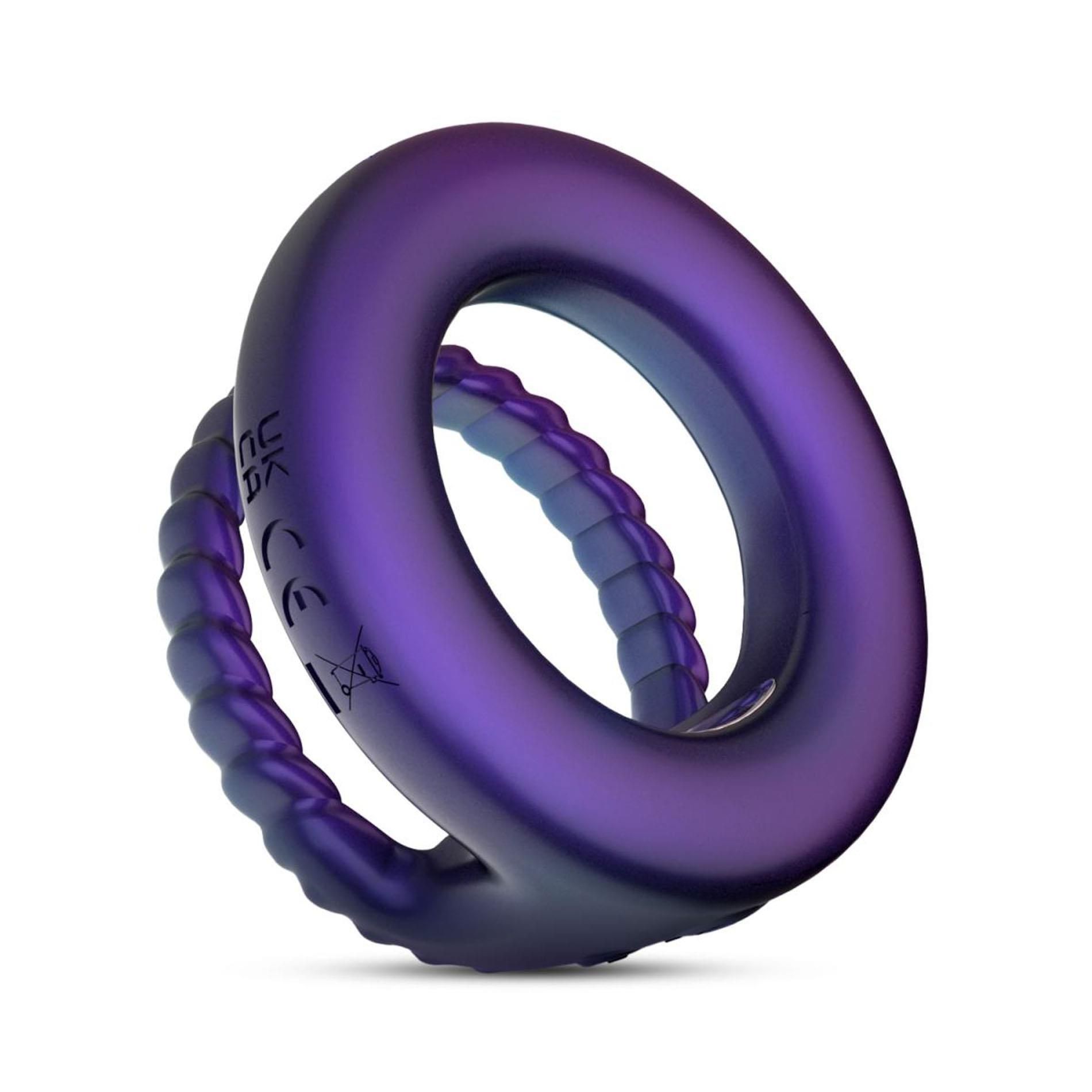 Эрекционное кольцо Hueman Jupiter Vibrating Cock and Ball Ring, 3.2 см (фиолетовый)