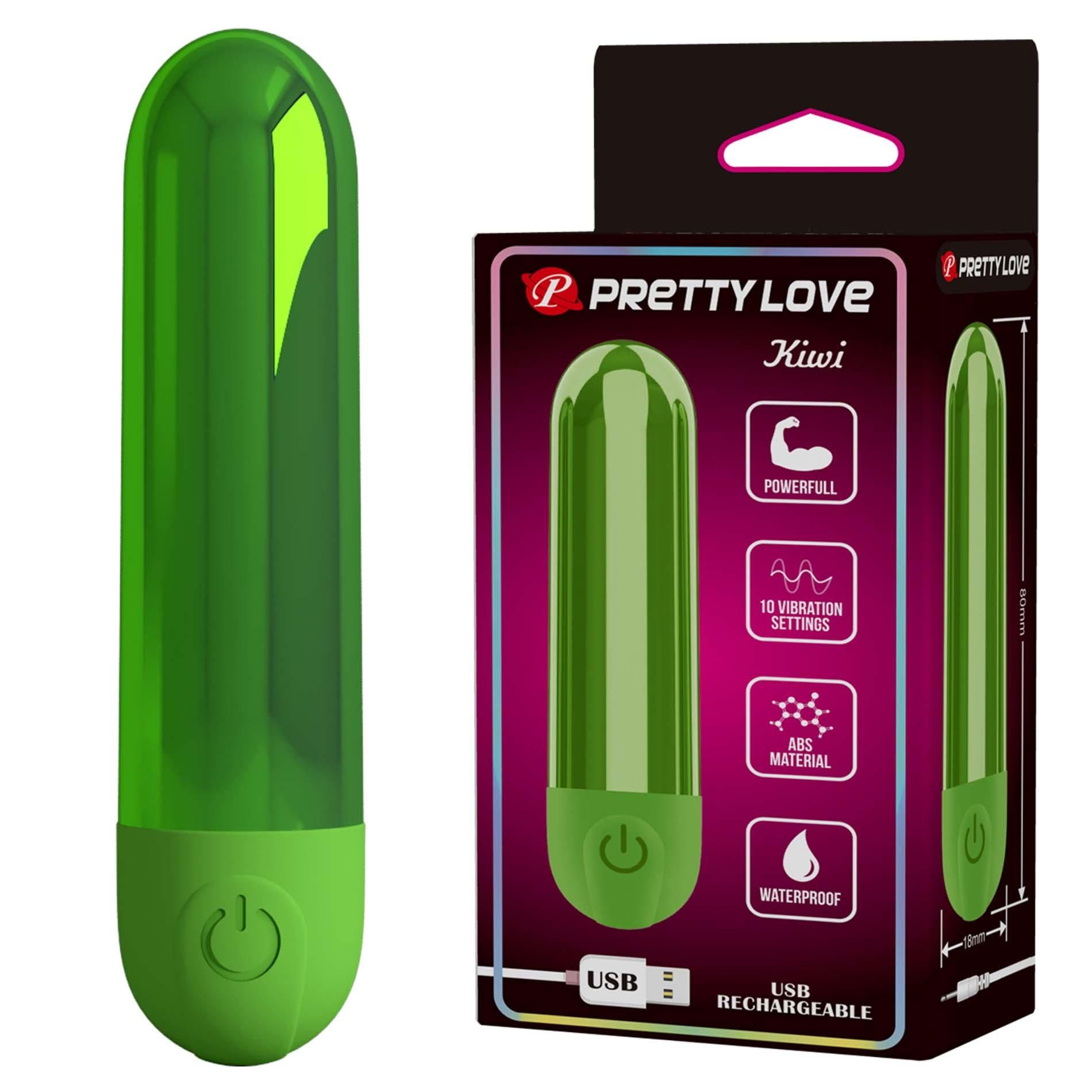 Mini wibrator Pretty Love Kiwi Powerfull, 8 cm (zielony)