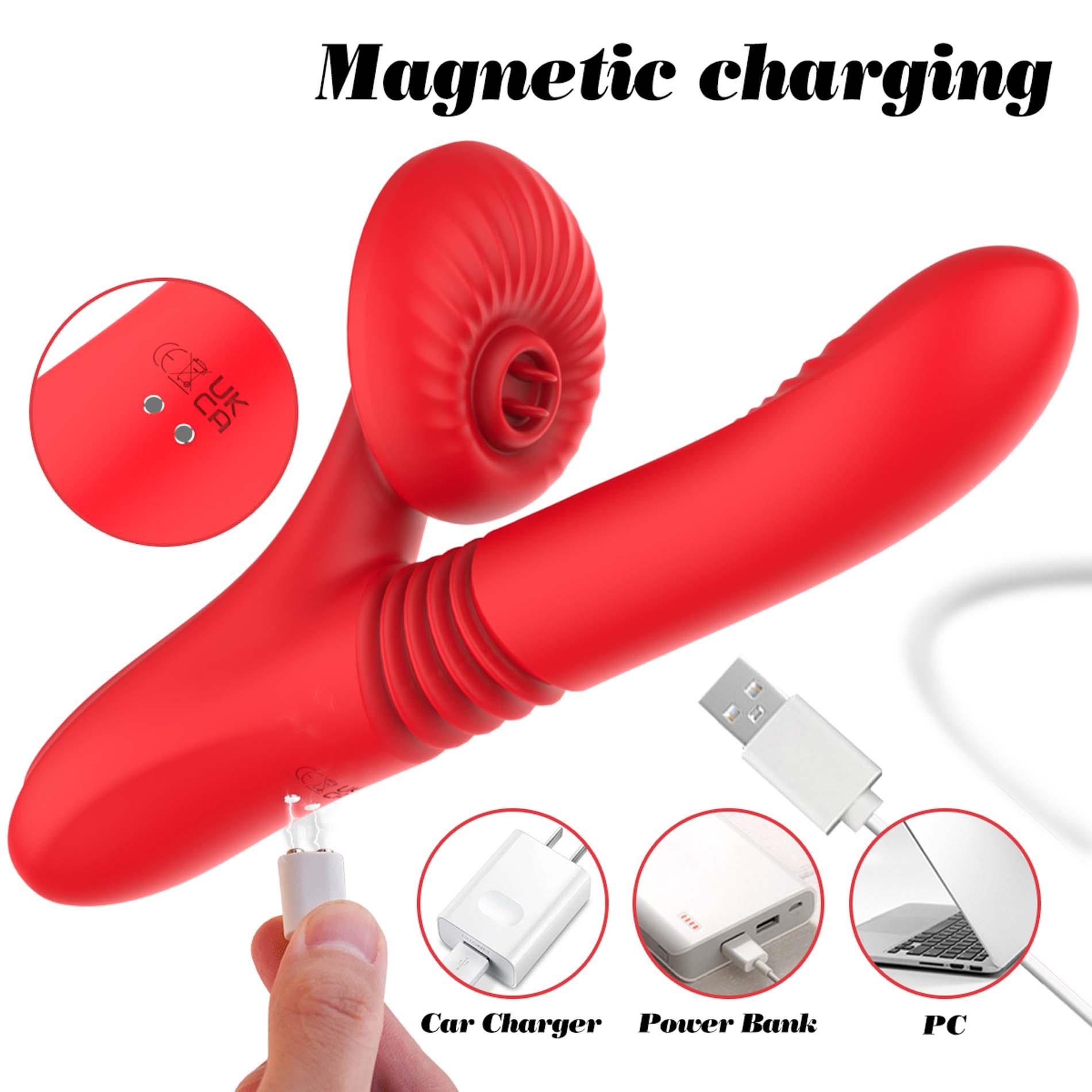 Вибратор B - Series Fox Thrusting and Heating, 24 см (красный)